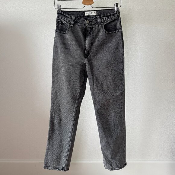 Abercrombie & Fitch Ultra High Rise Ankle Straight Jeans Black Wash Size 27 / 4R - Picture 3 of 16
